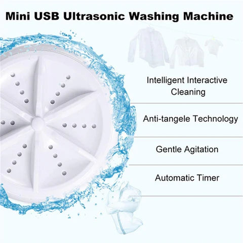 2In1 Mini Washing Machine Portable Rotating Ultrasonic Turbine Washer