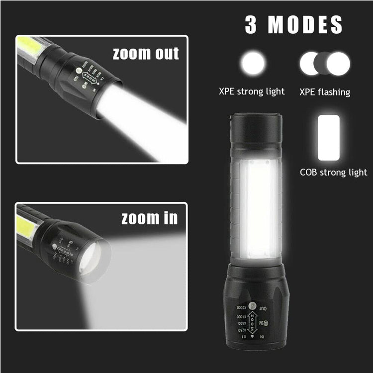 Pocket Size Mini Portable XPE + COB LED Tactical Flashlight