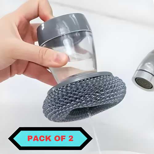 2-in-1 Liquid Soap Dispensing Palm Brush – Built-In Soap Dispenser for Dish & Kitchen Cleaning (Pack of 2)