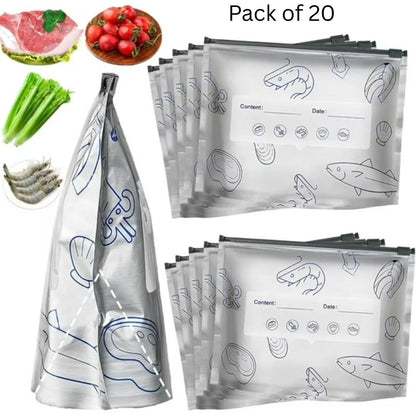 Reusable Aluminium Foil Sealable Storage Bags (Pack of 20)