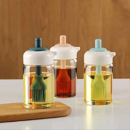2-in-1 Oil Dispenser Bottle with Silicone Brush – 250 ml Leak-Proof