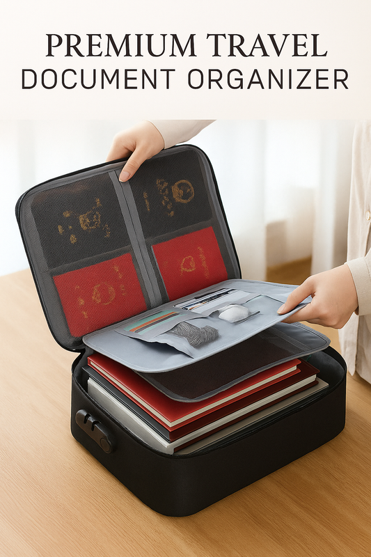 Luxury Waterproof Portable Document Organizer – Secure & Stylish Travel Storage (Assorted Colors)