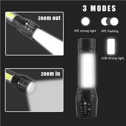 Pocket Size Mini Portable XPE + COB LED Tactical Flashlight