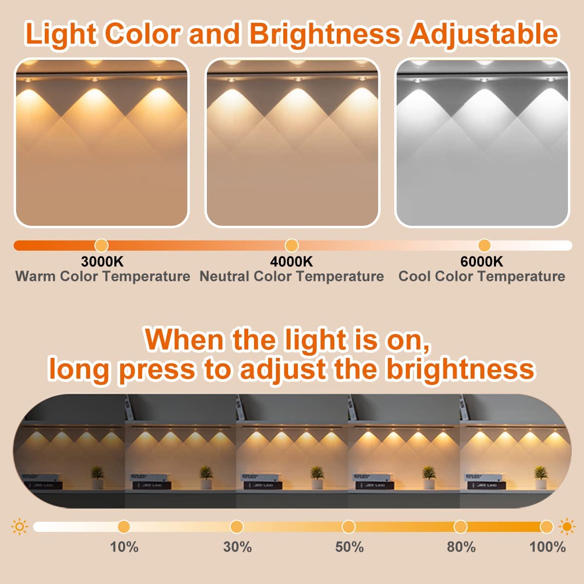 LED PIR Motion Sensor Cabinet  With USB Rechargeble
