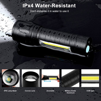 Pocket Size Mini Portable XPE + COB LED Tactical Flashlight
