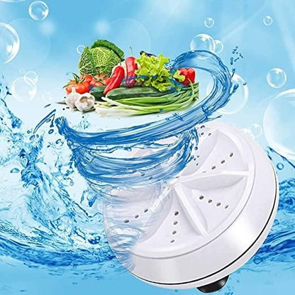 2In1 Mini Washing Machine Portable Rotating Ultrasonic Turbine Washer